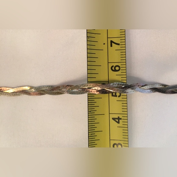 90’s 925 fmc tricolor 6.5in (approx) braided bracelet. Rose/white/yellow gold. - Picture 5 of 15